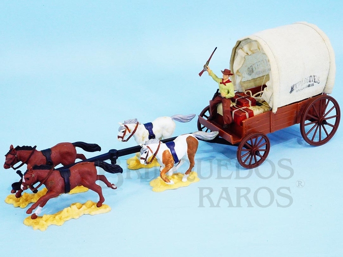 Brinquedos Antigos - Britains - DSG - Carroça coberta com Cocheiro e quatro cavalos Década de 1990