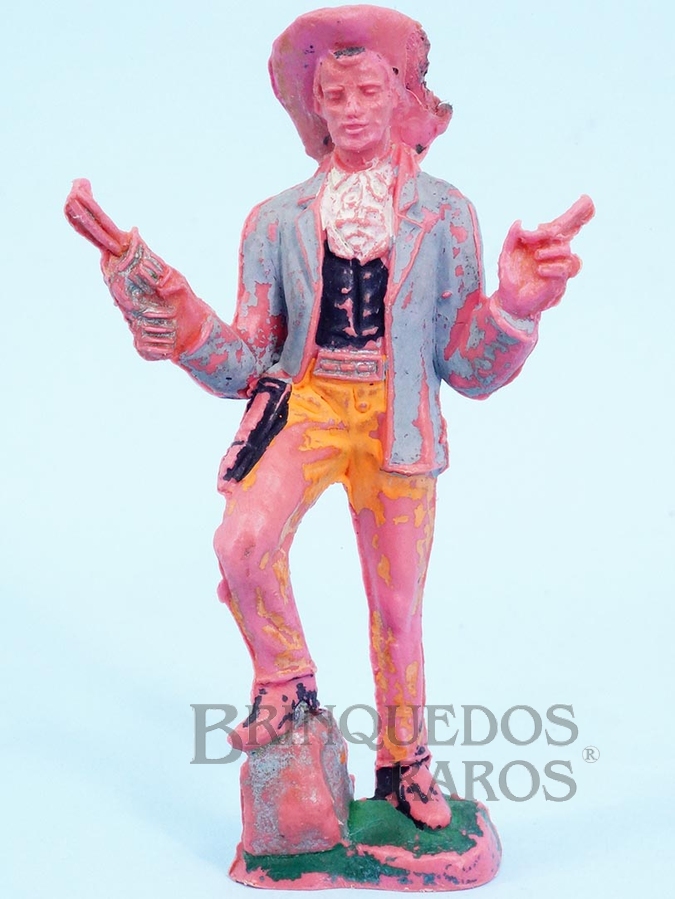 Brinquedos Antigos - Casablanca e Gulliver - Cowboy de pé com revolver e charuto Gulliver Década de 1970