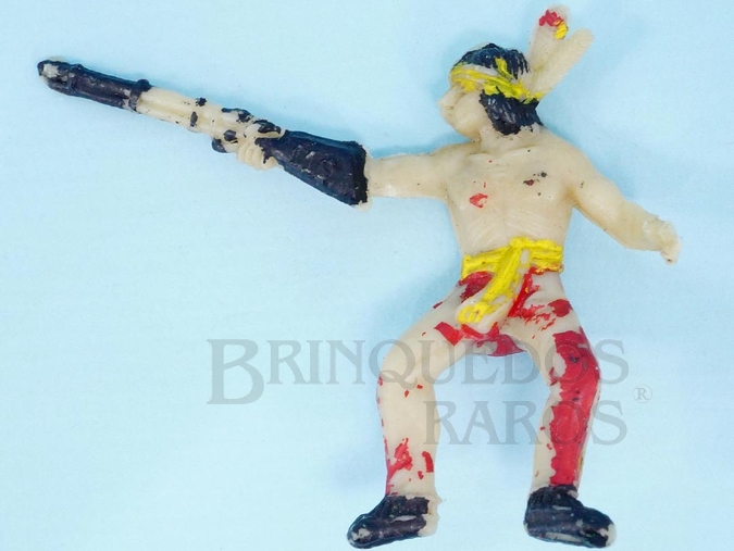 Brinquedos Antigos - Casablanca e Gulliver - Índio montado a cavalo atirando com rifle Índio de Montar Casablanca numerado 110 Distribuído pela Trol e pela Viocena Década de 1970 RESERVED***JF***




