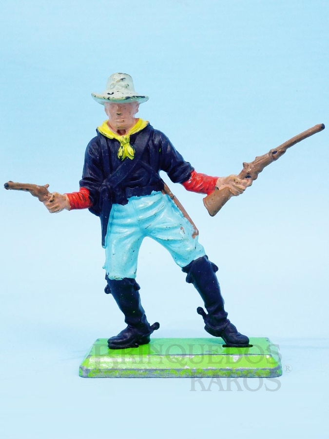 Brinquedos Antigos - Britains - Soldado da Sétima Cavalaria de pé com rifle e revolver Série Deetail Década de 1970